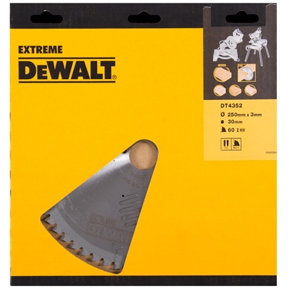 Изображение Griešanas disks kokam DeWalt; 250x3x30,0 mm; Z60; -5°