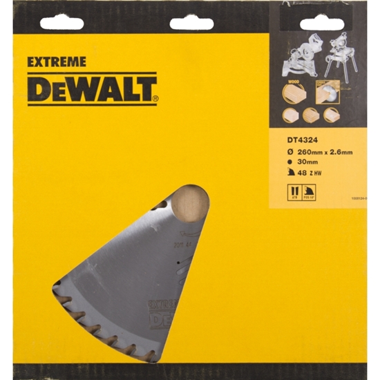 Изображение Griešanas disks kokam DeWalt; 260x2,6x30,0 mm; Z48; 10°