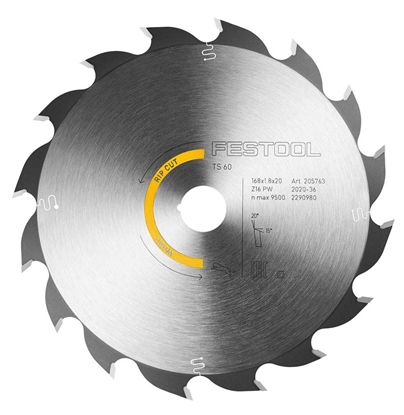 Изображение Griešanas disks kokam Festool 205763; 168x1,8x20,0 mm; Z16; 20°