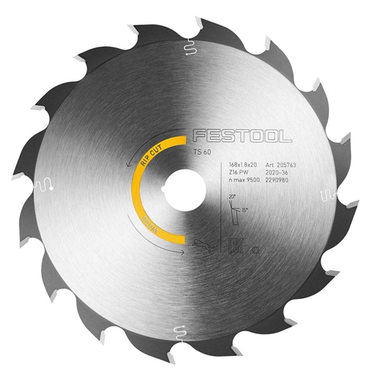 Изображение Griešanas disks kokam Festool 205763; 168x1,8x20,0 mm; Z16; 20°