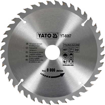 Attēls no Griešanas disks kokam Yato YT-6067; 210x2,2x30 mm; Z40