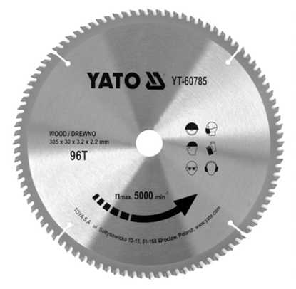 Attēls no Griešanas disks kokam Yato YT-60785; 305x30 mm; Z96