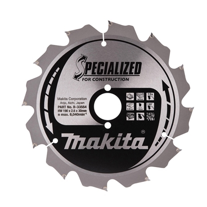 Изображение Griešanas disks kokam Makita B-33554; 190x2,6x30 mm; T12; 20°