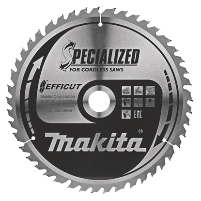 Изображение Griešanas disks kokam Makita EFFICUT; 260x2,15x30,0 mm; Z45; 10°