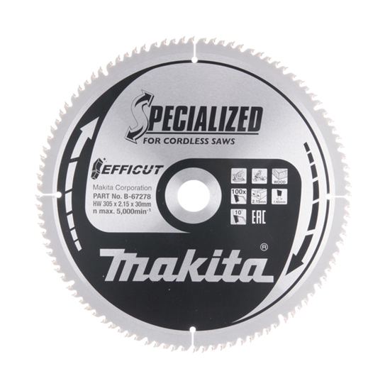 Изображение Griešanas disks kokam Makita EFFICUT; 305x2,15x30,0 mm; Z100; 10°