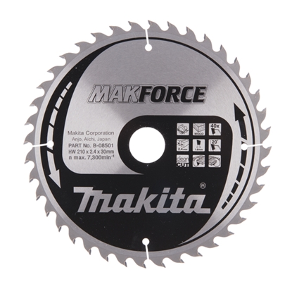 Изображение Griešanas disks kokam Makita MFORCE; 210x2,4x30,0 mm; Z40; 20°