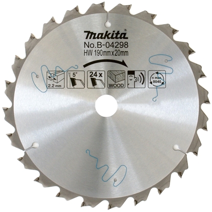 Изображение Griešanas disks kokam Makita; 190x2,2x20,0 mm; Z24; 5°