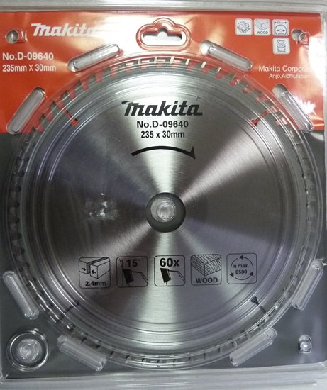 Изображение Griešanas disks kokam Makita; 235x2,4x30,0 mm; Z60; 15°
