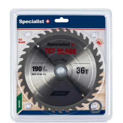 Attēls no Griešanas disks kokam Specialist Wood; 190x1,4x30/20/16 mm; Z36