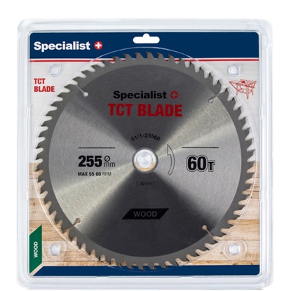 Attēls no Griešanas disks kokam Specialist Wood; 255x1,8x30/25,4 mm; Z60