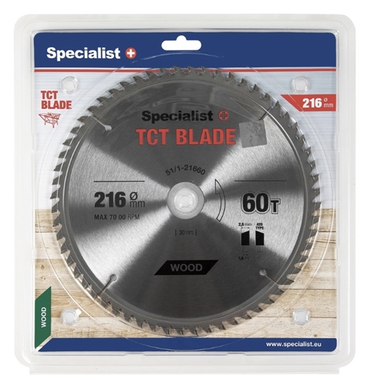 Picture of Griešanas disks kokam Specialist+ Wood; 216x30/20 mm; Z60