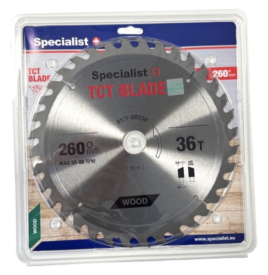 Picture of Griešanas disks kokam Specialist+ Wood; 260x30 mm; Z36