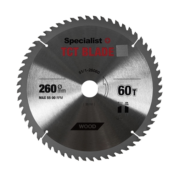 Picture of Griešanas disks kokam Specialist+ Wood; 260x30 mm; Z60