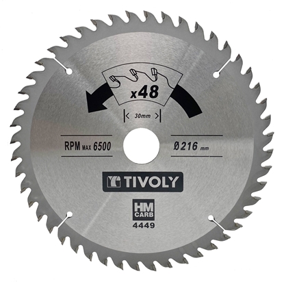 Изображение Griešanas disks kokam Tivoly XT50514004449; 216x1,7x30 mm; Z48