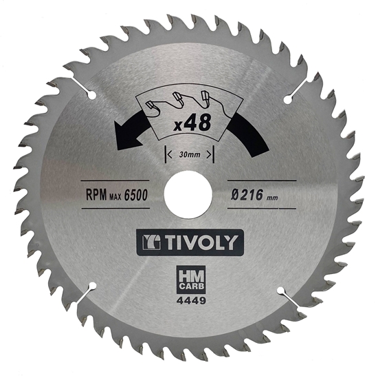 Изображение Griešanas disks kokam Tivoly XT50514004449; 216x1,7x30 mm; Z48