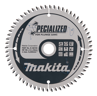 Изображение Griešanas disks laminātam Makita B-56720-5; 165x2,0x20 mm; Z60; 5°; 5 gab.