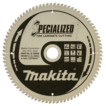 Изображение Griešanas disks laminātam Makita; 260x2,5x30,0 mm; Z84; 5°