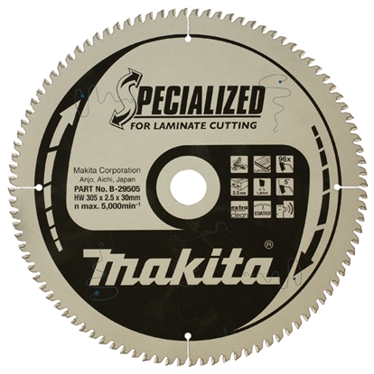 Изображение Griešanas disks laminātam Makita; 305x2,5x30,0 mm; Z96; 5°