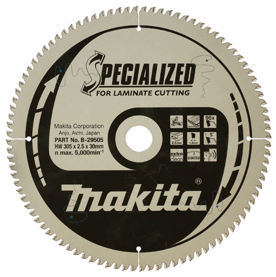 Изображение Griešanas disks laminātam Makita; 305x2,5x30,0 mm; Z96; 5°