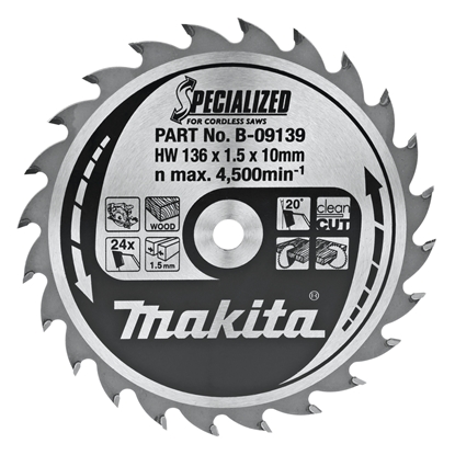 Изображение Griešanas disks Makita B-09139; 136x10 mm; Z24; 20°