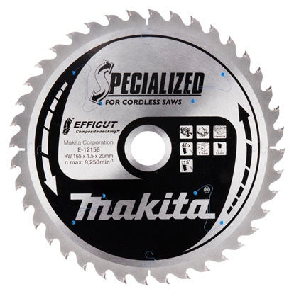 Picture of Griešanas disks Makita E-12158 TCT; 165x1,5x20 mm; T40; 15°