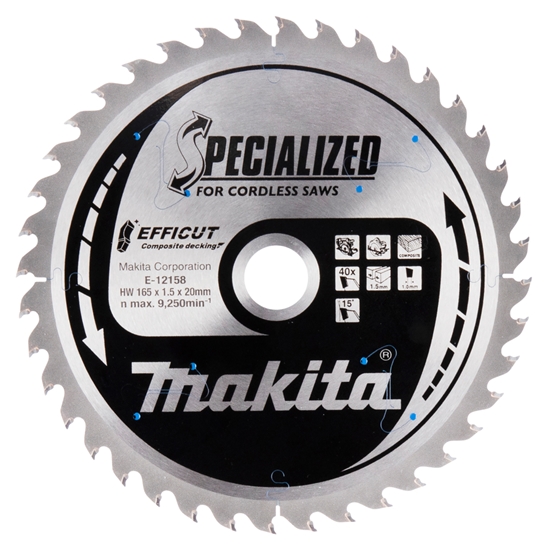 Picture of Griešanas disks Makita E-12158 TCT; 165x1,5x20 mm; T40; 15°