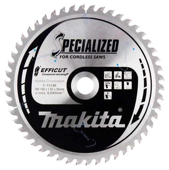 Picture of Griešanas disks Makita E-12186 TCT; 190x1,85x30 mm; T50; 15°