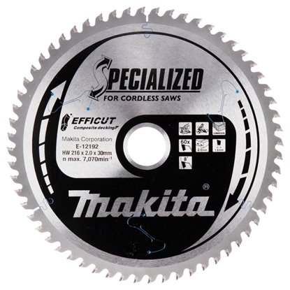 Picture of Griešanas disks Makita E-12192 TCT; 216x2x30 mm; T60; 15°