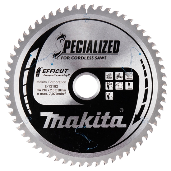 Picture of Griešanas disks Makita E-12192 TCT; 216x2x30 mm; T60; 15°