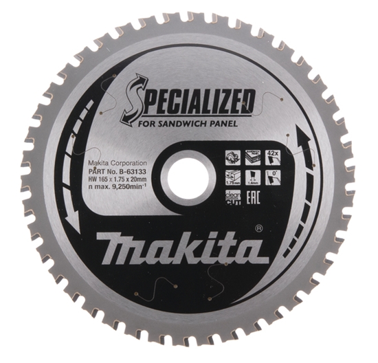 Изображение Griešanas disks Makita; 165x1,75x20,0 mm; Z42; 0°