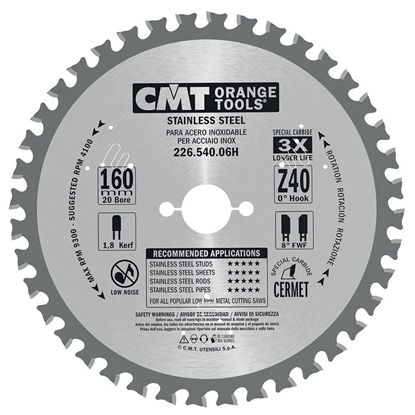 Picture of Griešanas disks metālam CMT 226; 160x1,8x20; Z40; 10°