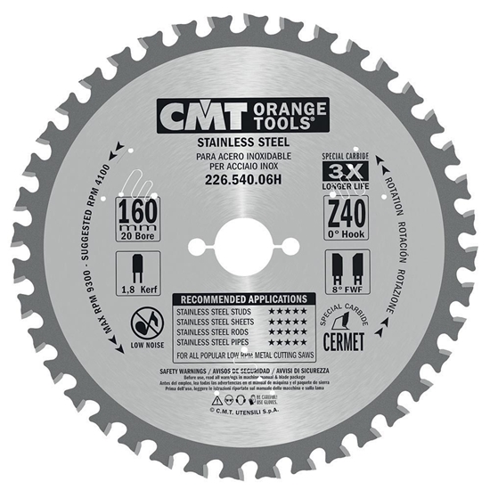 Picture of Griešanas disks metālam CMT 226; 160x1,8x20; Z40; 10°