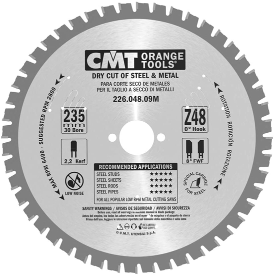Picture of Griešanas disks metālam CMT 226; 235x2.2x30; Z48; 0°