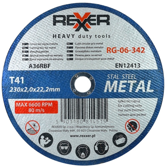 Picture of Griešanas disks metālam Rexxer RG-06-342; 230x2,0x22x2 mm