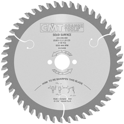 Picture of Grieznis CNC frēzei CMT CORIAN® D=160X2,2X20 Z=48 MHWG