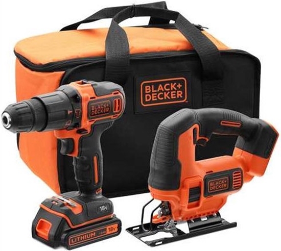 Picture of Instrumentu komplekts Black & Decker BCK22S1S-QW (LBDCHD18 + BDCJS18N); 18 V; 1x1,5 Ah akum.