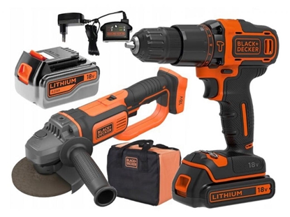 Attēls no Instrumentu komplekts Black & Decker BCK24D1M1S-QW (BCD700 + BCG720); 1x2,0/4,0 Ah akum.