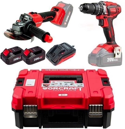 Изображение Instrumentu komplekts Worcraft XCUBE001 (CHD-S20LiBA + CAG-S20LiBS-125); 20 V; 2x4,0 Ah akum.