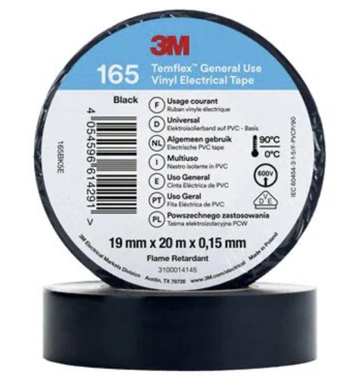 Picture of Izolācijas lente 3M Temflex 165; 19 mm; 20 m; melna