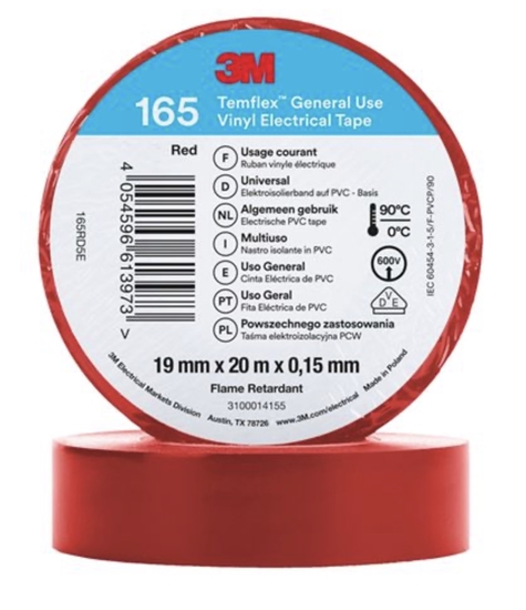 Picture of Izolācijas lente 3M Temflex 165; 19 mm; 20 m; sarkana