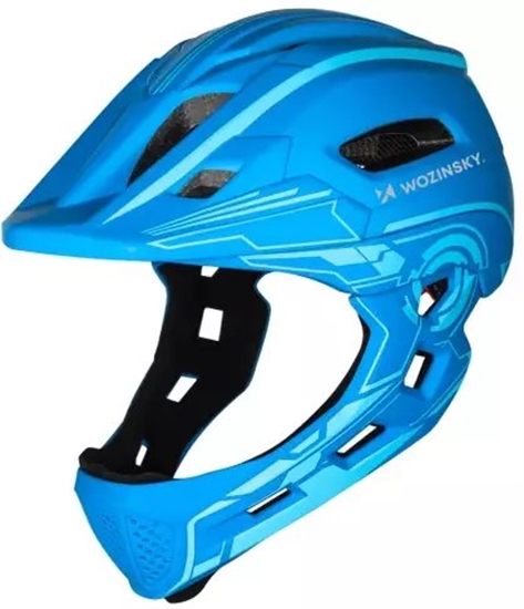 Picture of Kask rowerowy fullface dziecicy Wozinsky z tyln lampk USB S - niebieski