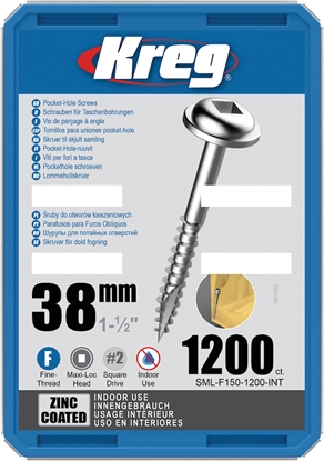 Изображение Koka skrūve Kreg SML-F150; Maxi-Loc; 1,50''; 38 mm; 1200 gab. smalks pavediens