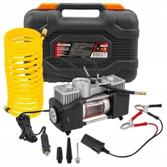 Изображение Kompresor samochodowy Forcekraft Kompresor samochodowy podwójny tok kompresora (65l/min, 3 kocówki, LED) 12V w walizce