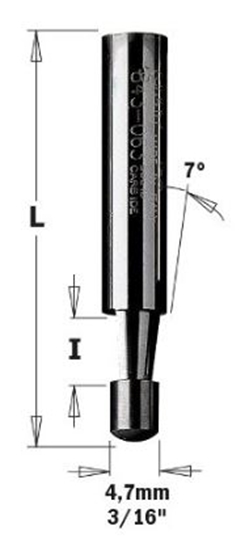 Изображение Kopējošā frēze CMT 843.063.11; S=6,35 mm; D=4,76-6,35 mm
