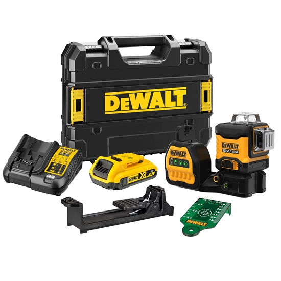 Picture of Krustveida lāzera nivelieris DeWalt XR DCE089D1G18; 18 V; 1x2,0 Ah akum.