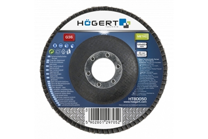 Изображение Lāpstveida slīpēšanas disks Hogert HT8D053; 125x22,4 mm; K80