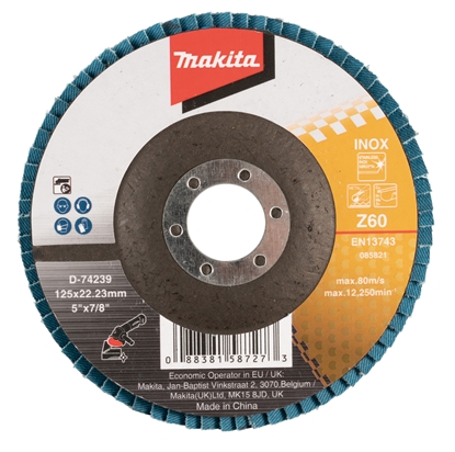 Изображение Lāpstveida slīpēšanas disks Makita D-74239; 125x22,3 mm; Z60