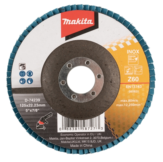 Изображение Lāpstveida slīpēšanas disks Makita D-74239; 125x22,3 mm; Z60
