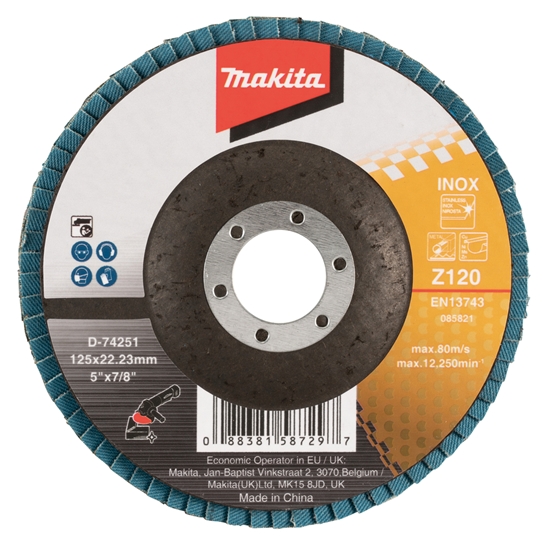 Изображение Lāpstveida slīpēšanas disks Makita D-74251; 125x22,3 mm; Z120