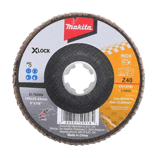 Изображение Lāpstveida slīpēšanas disks Makita D-76009; X-Lock; 125 mm; K40